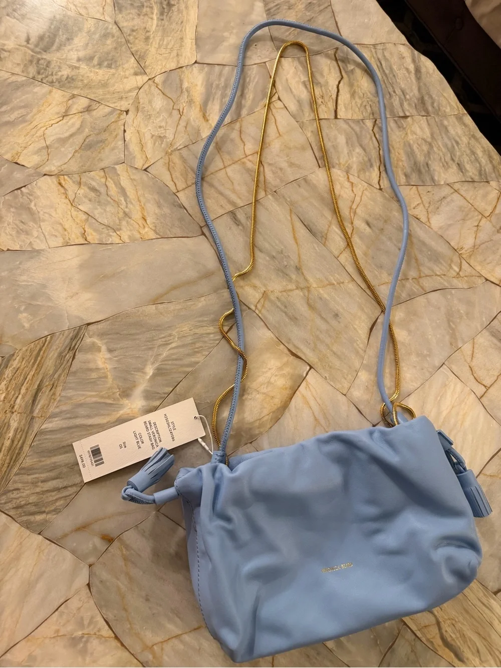Veronica Beard Powder Blue Crossbody with Gold Chain